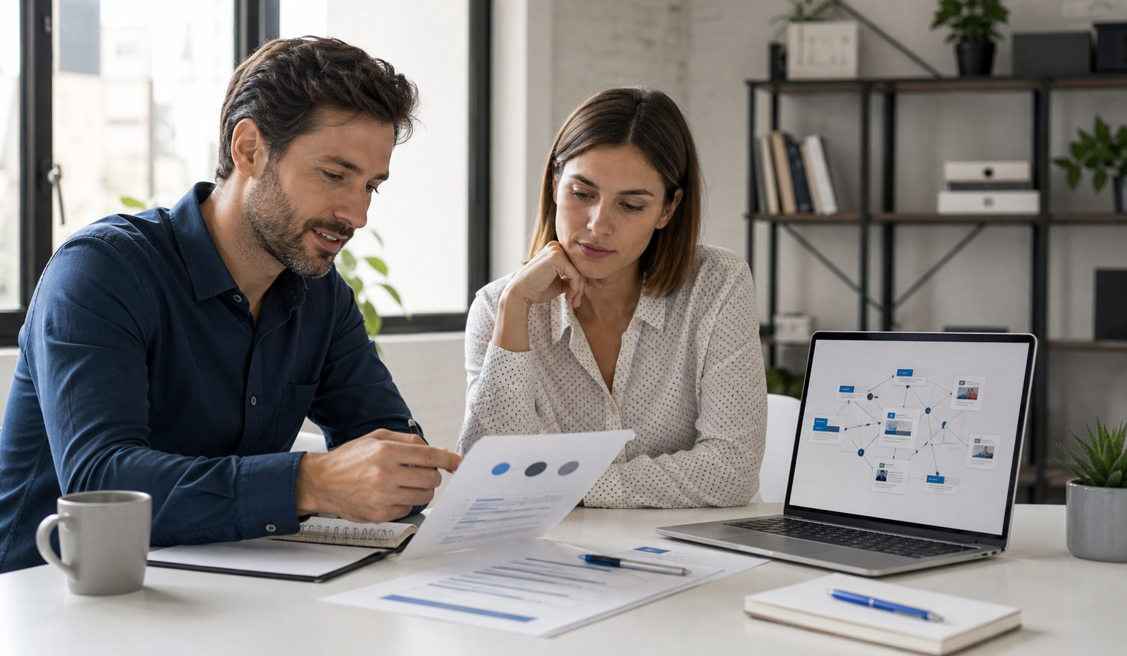 Profesionales colaborando en contenidos y relaciones digitales